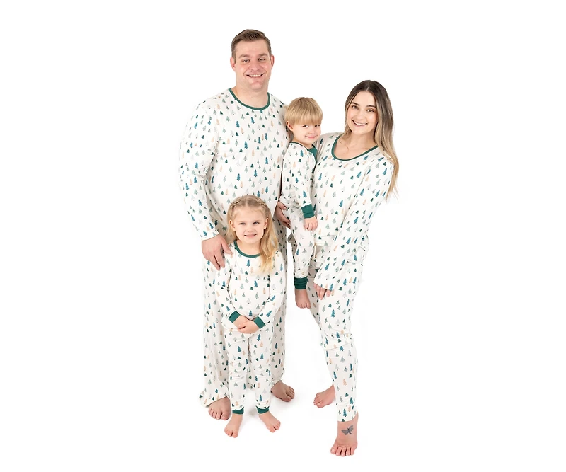 Leveret Toddler Footed Bamboo Pajamas, Pine Tree, Matching Family Christmas Pajamas