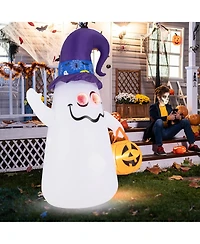 6 Ft Halloween Inflatables Cute Ghost with Jack-o-Lantern & Witch Hat