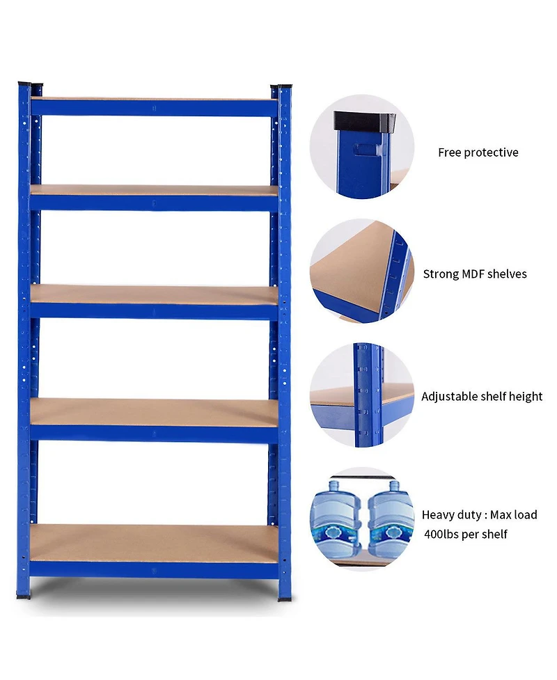 Gymax Adjustable 30''x60'' Heavy Duty 5 Level Garage Tool Shelf Storage 2000lb Capacity