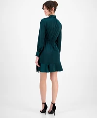 Anne Klein Women's Satin Ruffle-Hem Wrap Dress