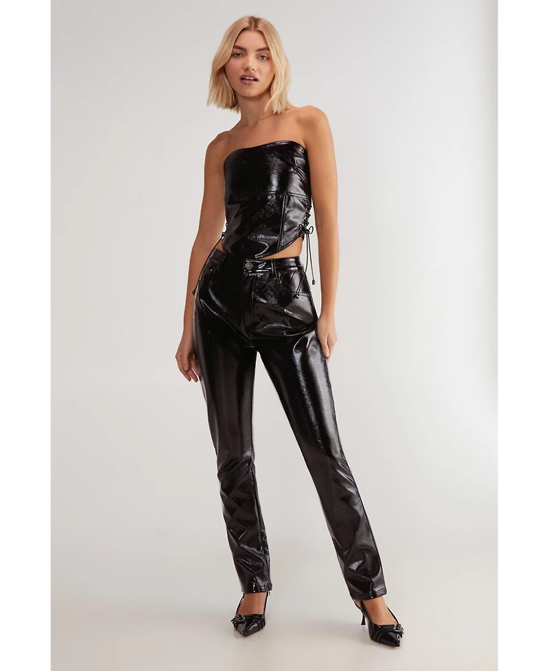 Nasty Gal Women's Distressed High Waisted Vinyl Pants