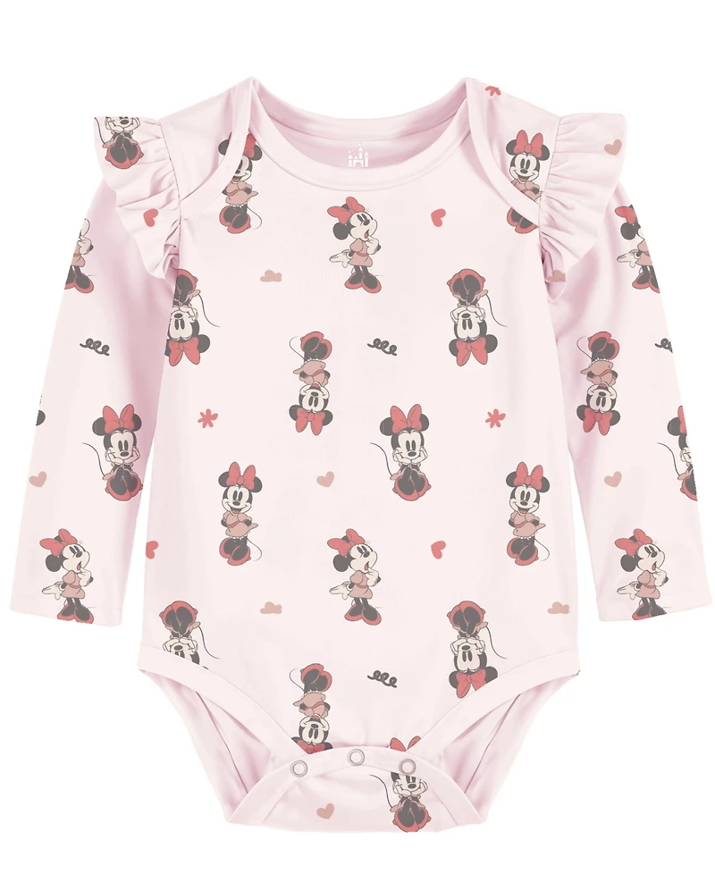 Disney Baby Girls and Boys 3-Pack Minnie Mouse Printed Bodysuits Set