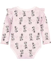 Disney Baby Girls 3-Piece Minnie Printed Bodysuit, Pants and Headband Set