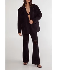 Nasty Gal Women's Tailored Crochet Insert Oversized Blazer