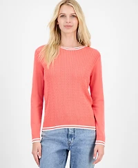 Nautica Women's Cotton Cable Knit Crewneck Sweater