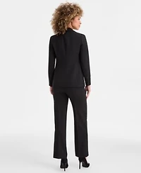 Anne Klein Blazer Mixed Media Top High Rise Pants