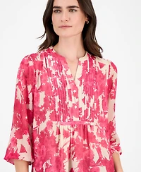 Nautica Jeans Women's Festival Floral Pintuck Blouse