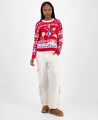 Hooked Up by Iot Juniors' Festive Flamingo Pullover Sweater