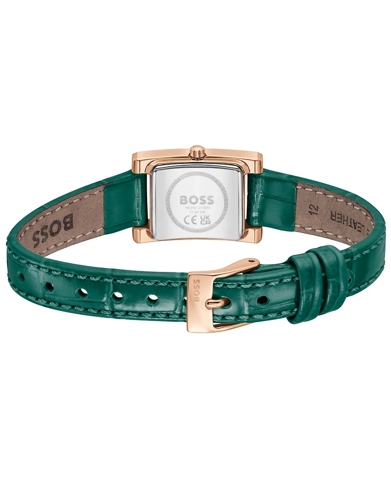 Hugo Boss Women's Lucy Precious Quartz Basic Mini Green Leather Watch, 18.50mm