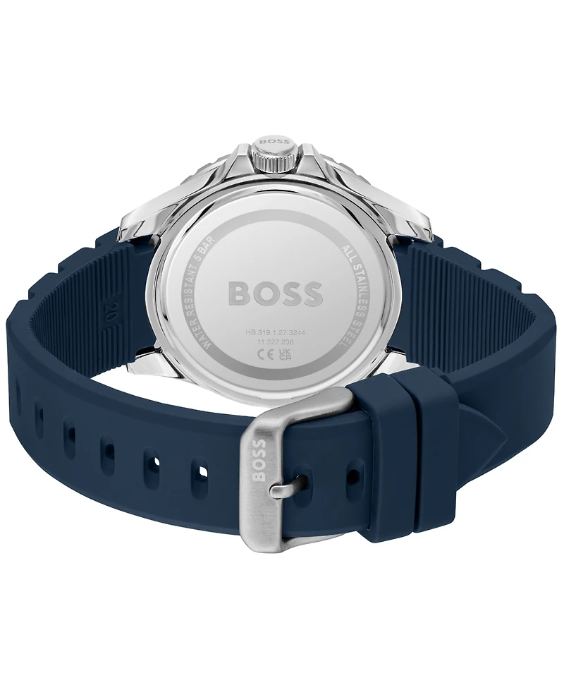 Hugo Boss Men's Troper Sport Quartz Basic Calendar Blue Silicone Watch, 42mm