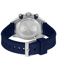 Hugo Boss Men's Dive Quartz Multifunction Blue Silicone Watch, 44mm