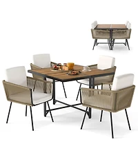 Gymax Set Of 5 Patio Dining Set Outdoor Rectangular Table & Chairs Furniture Set