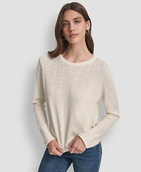 Dkny Jeans Petite Geometric Print Crewneck Sweater