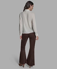 Bcbg Women's Button Down Tie Neck Blouse