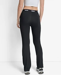 Dkny Women's Logo Elastic High-Waist Flare Pants