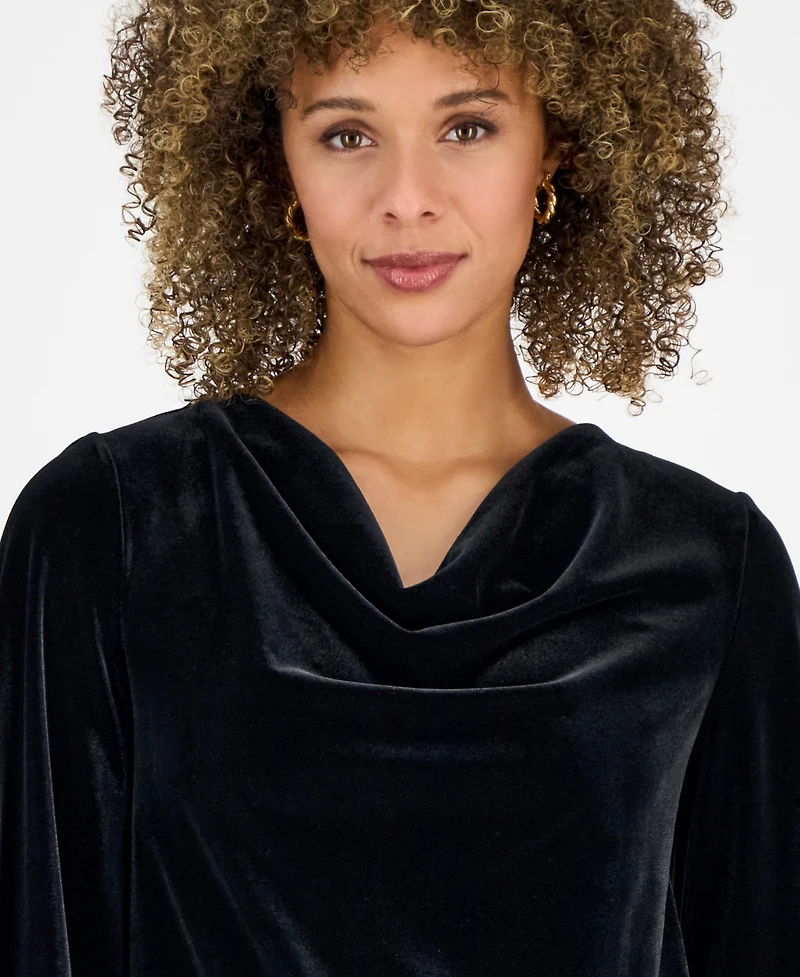 Kasper Women's Velvet Bell-Sleeve Top
