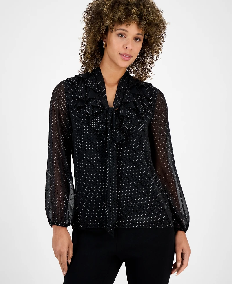 Kasper Women's Tie-Front Ruffled Blouse