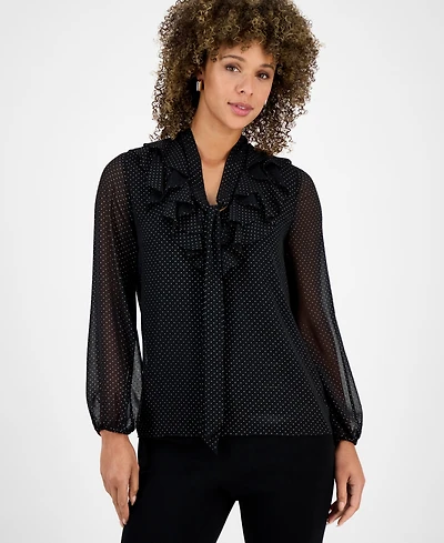 Kasper Women's Tie-Front Ruffled Blouse