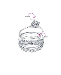 Bling Jewelry Solitaire Round Cubic Zirconia Promise Ring Band Set Cz Guard Enhancers Sterling Silver