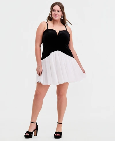 Seni & Cade Trendy Plus Sleeveless Velvet Drop Waist Dress