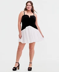 Seni & Cade Trendy Plus Sleeveless Velvet Drop Waist Dress