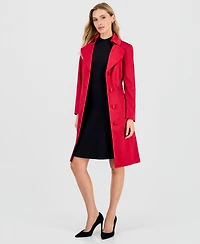 Kasper Petite Long Button Front Trench Coat