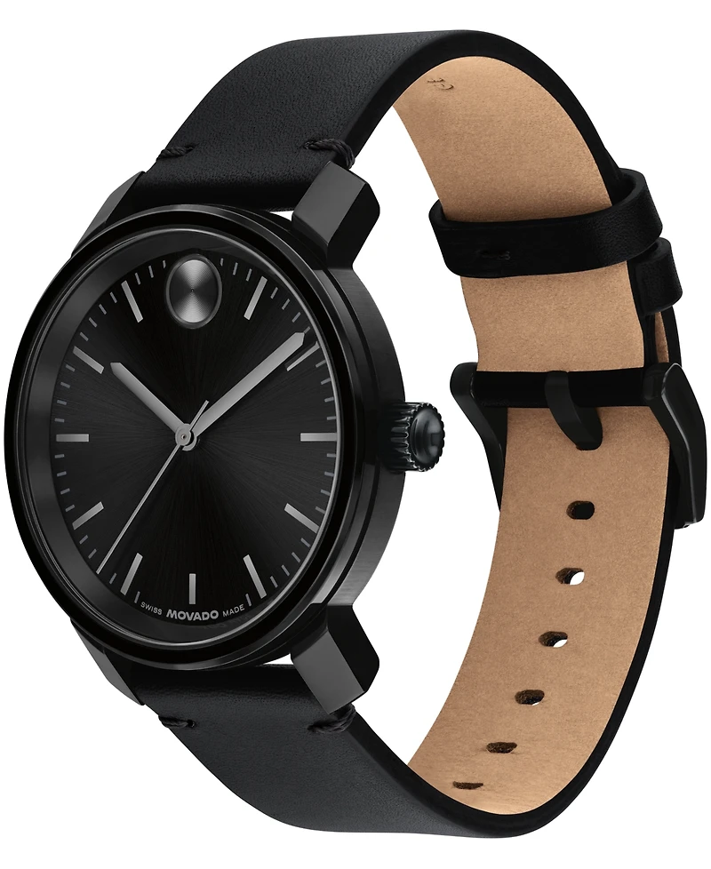 Movado Men's Bold Access Swiss Quartz Black Leather Watch, 41mm