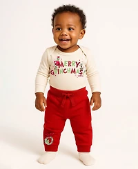 Disney Baby Boys 2-Piece Grinch Merry Grinchmas Long Sleeve Bodysuit and Pants Set