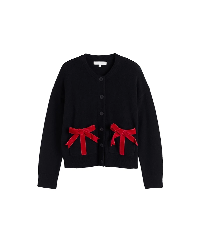 Chinti & Parker Women's Wool-Cashmere Velvet Bow Cardigan