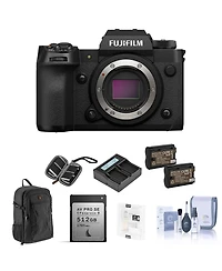 Fujifilm X-H2 Mirrorless Digital Camera Body, Black Bundle with 512GB CFexpress Card, 2x Extra Battery, Charger, Backpack, Screen Protector, Sd Card