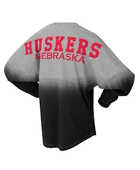 Spirit Jersey Men's and Women's Black/Gray Nebraska Huskers Ombre Long Sleeve T-Shirt