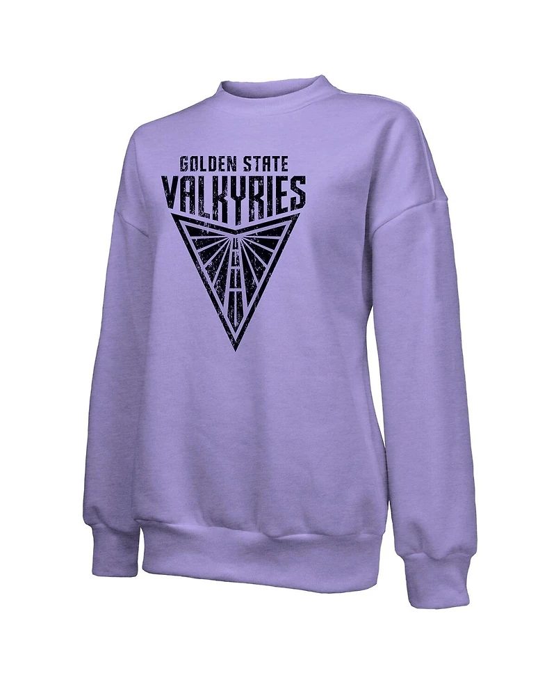 Majestic Women's Violet Golden State Valkyries Primary Logo Drop Shoulder Tri-Blend Pullover Sweatshirt
