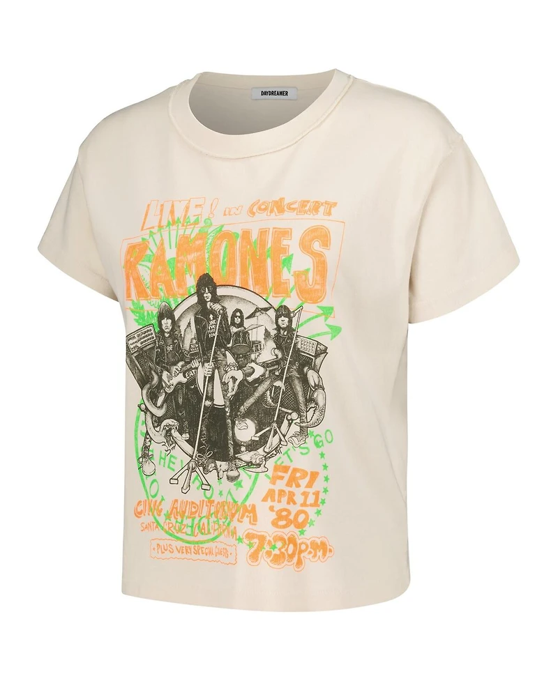 Daydreamer Women's White The Ramones Civic Auditorium Reverse Girlfriend T-Shirt