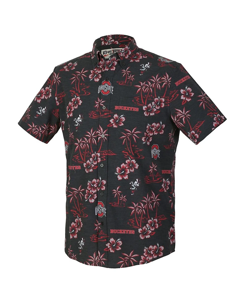 Reyn Spooner Men's Black Ohio State Buckeyes Kekai Classic Tri-Blend Button-Down Shirt