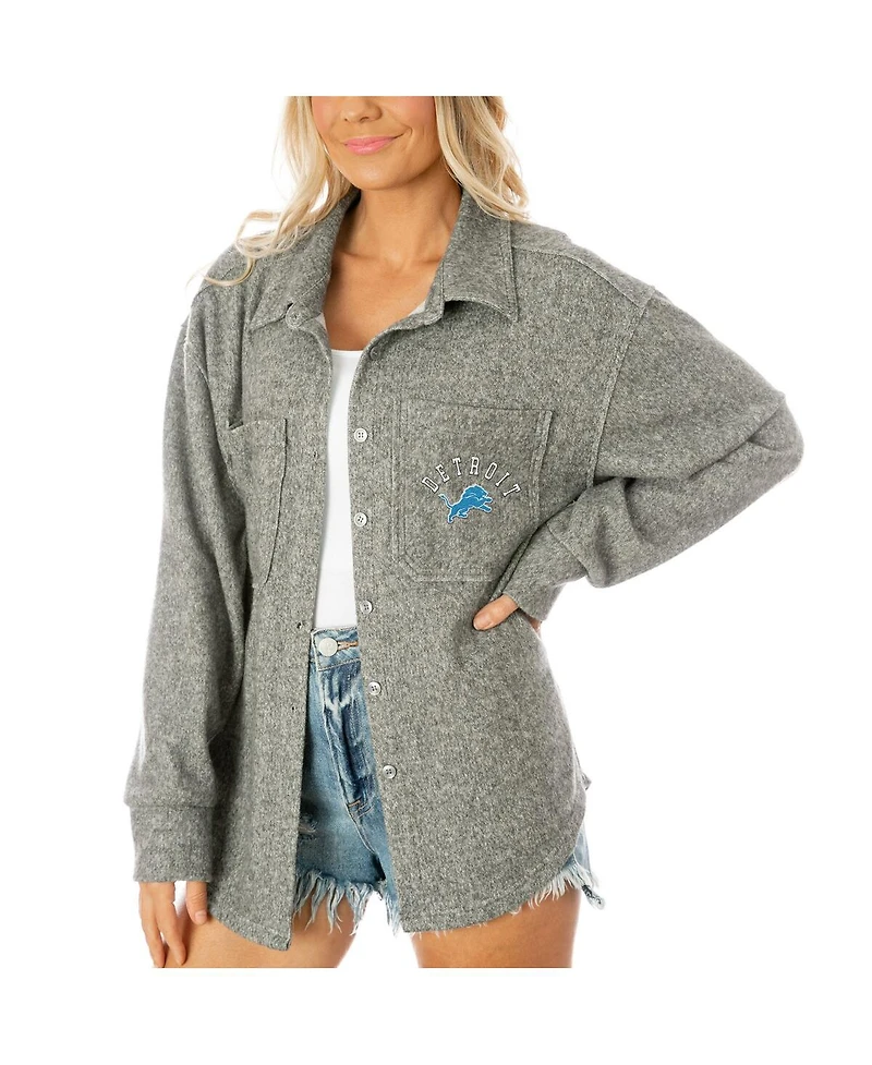 Gameday Couture Women's Gray Detroit Lions Oversized Long Pass Button-Up Shacket