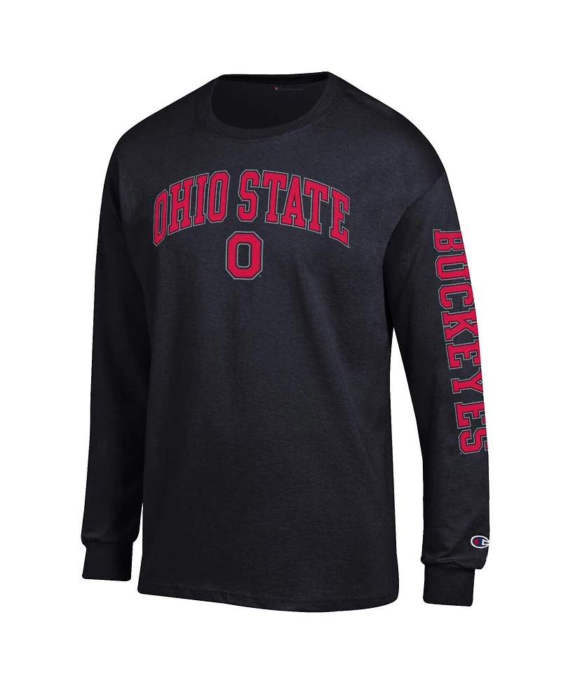Champion Men's Black Ohio State Buckeyes Arch Over Logo 2-Hit Long Sleeve T-Shirt