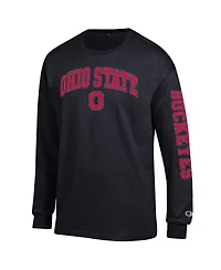 Champion Men's Black Ohio State Buckeyes Arch Over Logo 2-Hit Long Sleeve T-Shirt