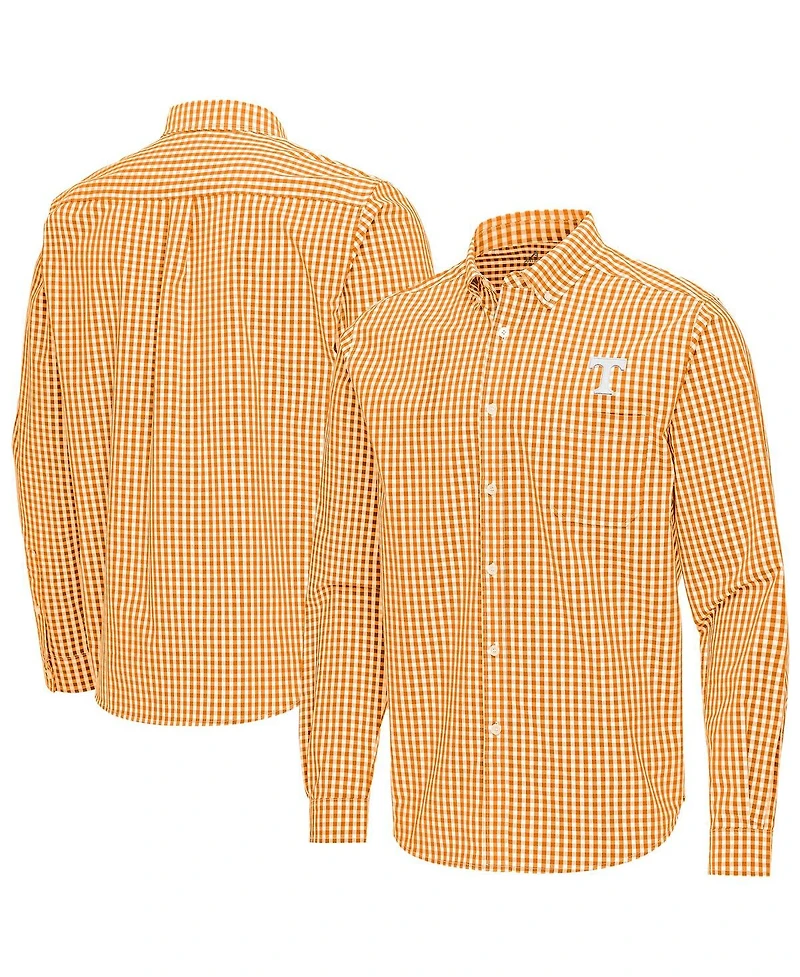 Antigua Men's Tennessee Orange Volunteers Ellis Woven Tri-Blend Long Sleeve Button-Down Shirt