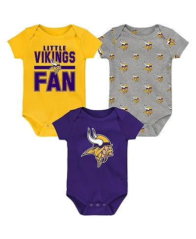 Outerstuff Newborn 3-Piece Minnesota Vikings Little Tike Bodysuit Set