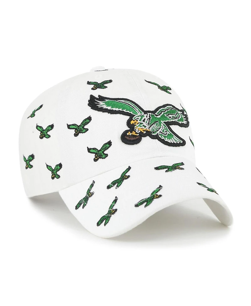 '47 Brand Men's and Women's White Philadelphia Eagles Confetti Clean Up Adjustable Hat