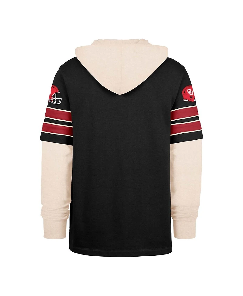 '47 Brand Men's Black Oklahoma Sooners Split Zone Cornerback Lacer Pullover Hoodie
