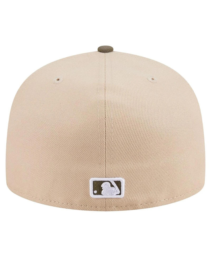 New Era Men's Light Beige/Olive Texas Rangers Two-Tone Color Pack A-Frame 59FIFTY Fitted Hat