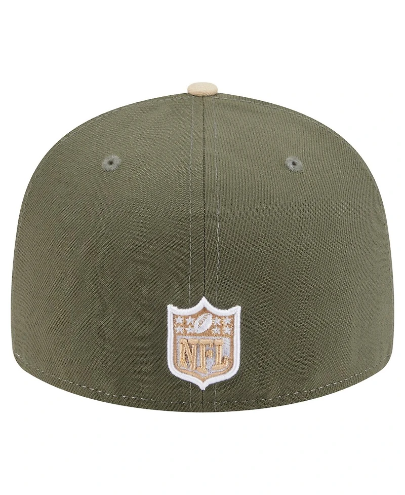 New Era Men's Light Beige/Olive Minnesota Vikings Two-Tone Color Pack Split Panel 59FIFTY Fitted Hat