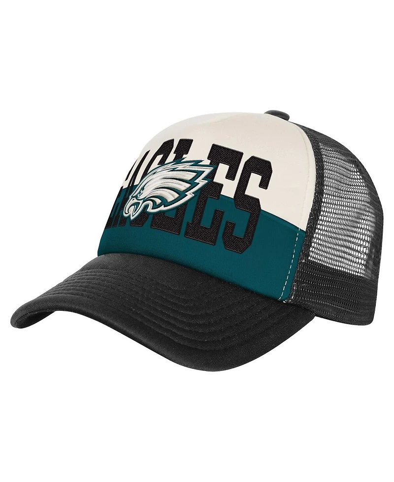 Outerstuff Men's White/Black Philadelphia Eagles Modern Fan Trucker Adjustable Hat