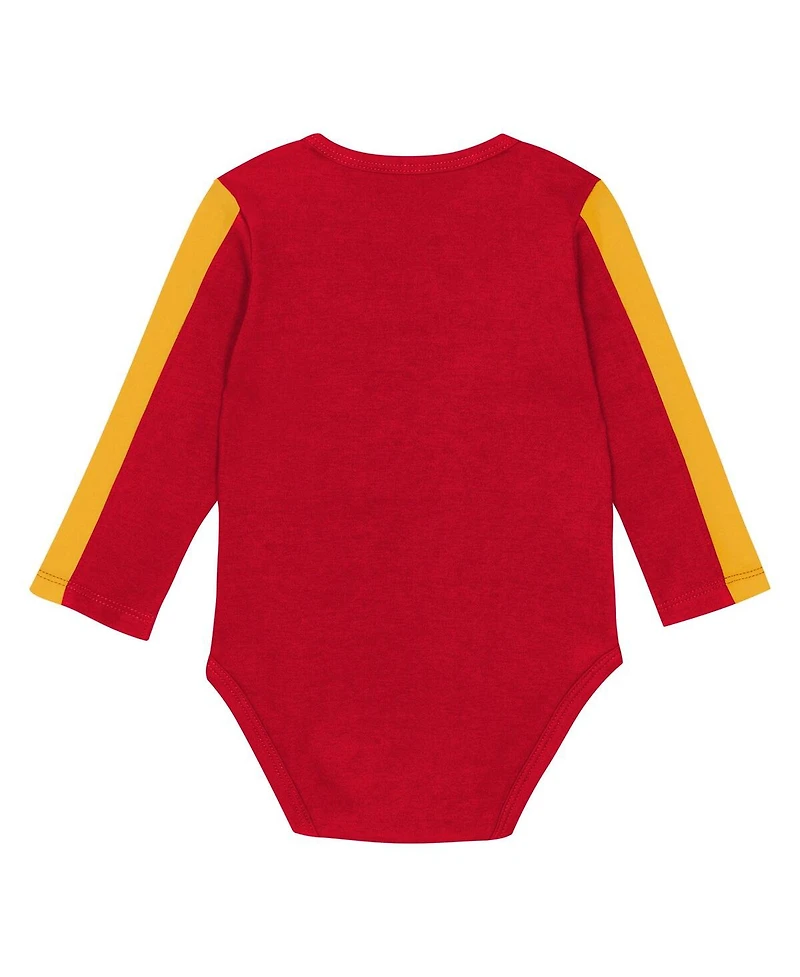 Outerstuff Baby Boys and Girls 3-Piece Red/Gold Kansas City Chiefs Double Down Creeper Pants Set