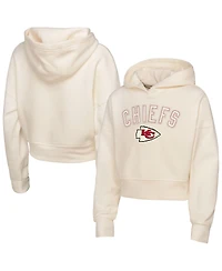 Outerstuff Big Girls Cream Kansas City Chiefs Oversized Cropped Blitz Hoodie