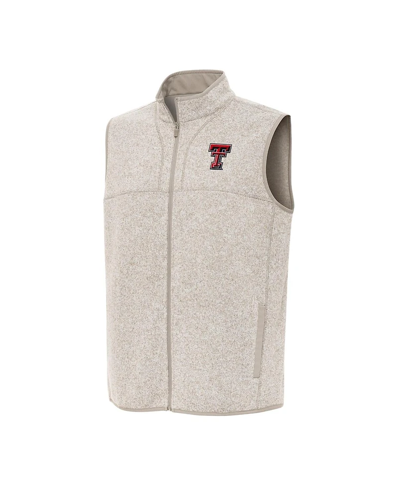 Antigua Men's Oatmeal Texas Tech Red Raiders Fortune Full-Zip Vest