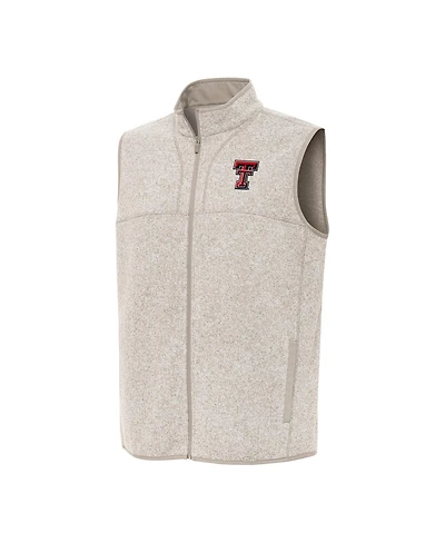 Antigua Men's Oatmeal Texas Tech Red Raiders Fortune Full-Zip Vest