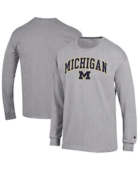 Champion Men's Heather Gray Michigan Wolverines Arch Over Logo Long Sleeve T-Shirt