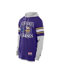 New Era Men's Purple Minnesota Vikings Twofer Layered Long Sleeve Hoodie T-Shirt